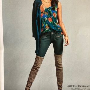 Cabi size 16 green zip skinny jeans